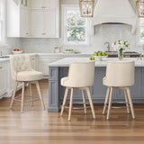 Dycanpo 26"H Counter Height Bar Stool Set of 3 with Back Linen Fabric for Home Kitchen, Linen Color