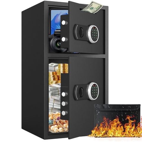 Safe Box，Fireproof Safe For Home,Digital Home Safe With Deposit Slot And Metal Storage Box,Personal Document Safe