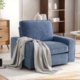 12x INGALIK Swivel Accent Chair, 40.2"W Oversize Chenille Accent Armchair with Storage Bag, Modern Comfortable Chair for Living Room, Bedroom, Blue