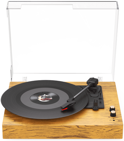 123 MAIO Vinyl Record Player With Bluetooth, 3-Speed 33/45/78RPM Spinner Audio Turntables Built-in Speakers, Headphone Jack