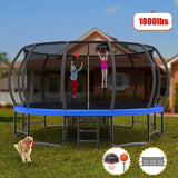 Mersco Safety 16ft Trampoline for 10 Kids Adults Outdoor 1800Lbs Trampoline with Basketball Hoop Enclosure Net Storage Bag Blue