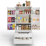 47'' Kitchen Pantry Storage Cabinet with 2 Doors and 8 Shelves, Noelse Wooden Food Storage Cabinets with 2 Drawers for Dining Room and Craft Room