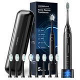Operan Electric Sonic Toothbrush for Adults with 5 Modes, IPX7 Waterproof, 8 Brush Heads, Travel Case, Black