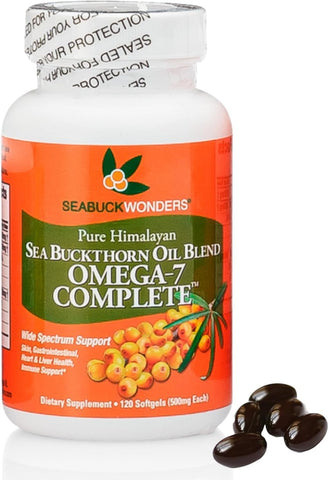 Premium Sea Buckthorn Oil Softgels with Omega-7, Max Potency, 120 Count - Supports Skin, Gut, and Overall Wellness-1（Pack)（
