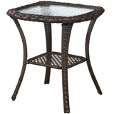 Bellefurn Patio Side Table,22x20x20 inch Rattan Patio End Table Outdoor Wicker Side Table for Living Room Outside Balcony Porch Backyard Deck