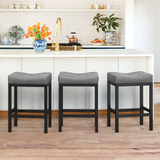 Dycanpo 24” Saddle Bar Stools Set of 3 with Modern Metal Legs, for Home Kitchen, Dark Gray
