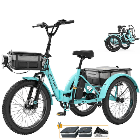 LILYPELLE Folding Electric Tricycle for Adults, 750W E-Mountain Trike with Large Basket , 3 Wheel Electric Bicycle Motorized for Women Men