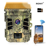 RONY 32GB Solar Trail Camera with Infrared Night Vision, 4K 30fps Motion Activated Waterproof IP66 Hunting Trail Cam for Wildlife Monitoring Scouting