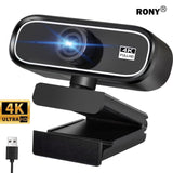 RONY 4K Webcam with Auto Focus & Noise-Canceling Mic:  Plug & Play PC Camera for Windows 11/10/8/7,  Vista/7/8/10, Mac, Android, Linux