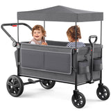 SACVON All-Terrain Stroller Wagon for Toddlers with Canopy, Parent Organizer, Adjustable Handlebar, 2 Cup Holders