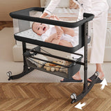 SACVON Baby Bassinets, All Mesh Crib Portable for Safe Co-Sleeping,Adjustable Bedside Sleeper,Baby Bed for Infant Newborn, Black