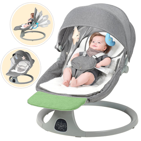 SACVON Baby Swing for Infants to Toddler, Baby Rocker for Infants with 5 Sway Ranges,Bluetooth Support Bouncers for 0-24 Months, Dark Gray