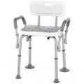SACVON Shower Chair for Elderly, Adjustable Height Bath Chair with Armrests, Backrest and Non-Slip Seat, 300 lbs Capacity, White