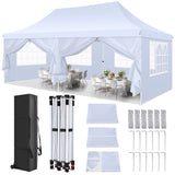 SANOPY 10' x 20' EZ Pop up Canopy Party Tent, Outdoor Event Instant Gazebo with 6 Removable Sidewalls for Camping Wedding Picnic, White-2JK