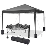 SANOPY 10'x10' EZ Pop Up Canopy Tent Outdoor Party Instant Shelter Portable Folding Beach Canopy with 4 Sandbag & Carrying Bag, Black
