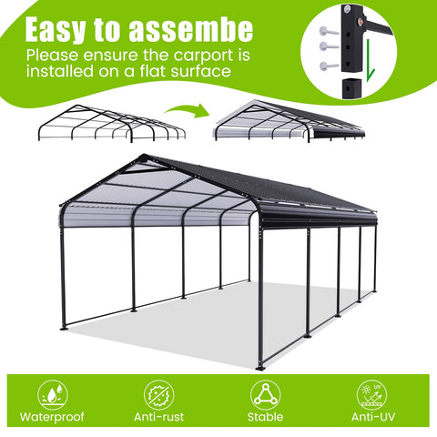 SANOPY Metal Carport 10'x30' Heavy Duty Garage Car Port for Cars and Boats