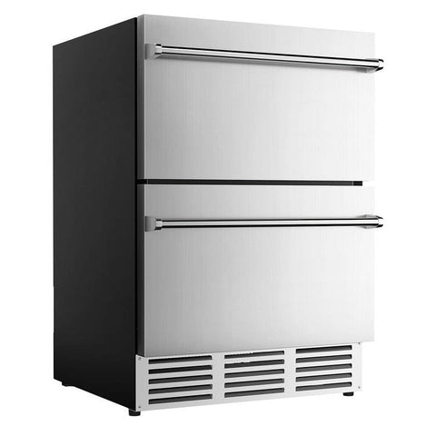 Simzlife 4.9 Cu.ft. Double Drawer Undercounter Freestanding Stainless Steel Beverage Refrigerator,24.61 in W, 34.25 in H