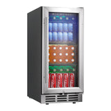 Simzlife Beverage Refrigerator Cooler-127 Cans Freestanding Mini Fridge Cooler with Glass Door, Adjustable Shelves & Digital Temperature Display for Soda, Wine or Beer (silver, 3.2 Cu.Ft)