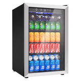 Simzlife 145 Can Beverage Refrigerator Cooler, 4.5 Cu.Ft Drink Fridge for Soda Wine Beer, Adjustable Temperature Control for Home Office, Silver