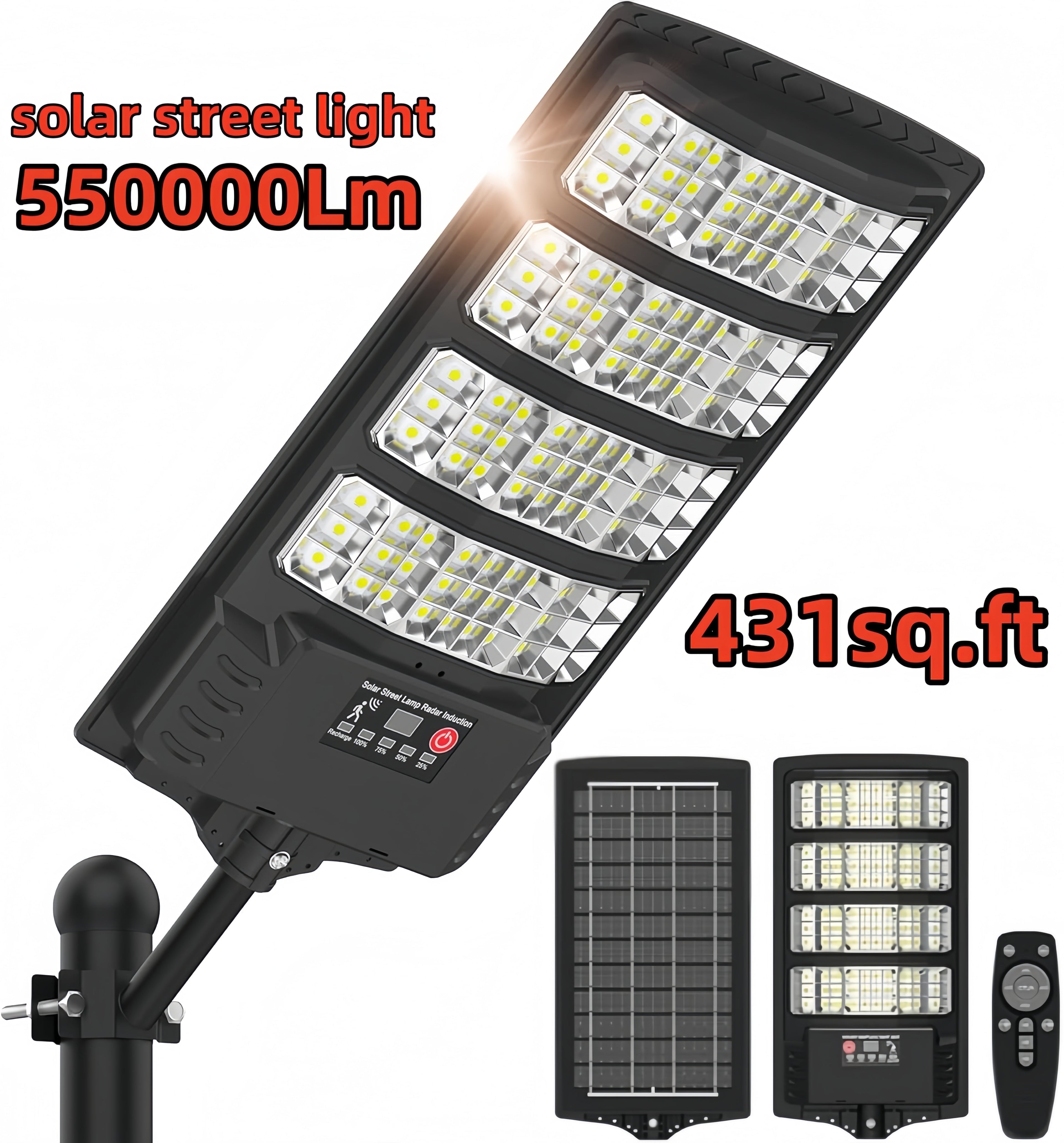 Solar Powered Outdoor Lights Solar Lights Solar Street Lights Pole Barn Commercial Parking Lot Lights Outdoor Dusk to Dawn Solar Security Flood Light Motion Sensor Remote Control Led Lamp