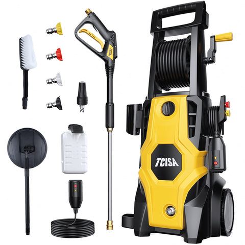 TCISA 4200 PSI Electric Pressure Washer,Max 3GPM Power Washer with 35FT Power Cord 20FT Hose 5 Nozzles and Built-in Soap Cannon for Car Garden Yard Hom