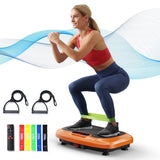 TCISA Vibration Plate Exercise Machine,Whole Body Fitness Workout Equipment,Vibration Plate for Lymphatic Drainage,Remote Control and Resistance Bands,Orange