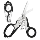 Trauma Shears, Stainless Steel Pocket Scissors Glass Breaker Emergency Response Trauma Scissors,Outdoor Camping Tools Multi-function Shears with 1piece Hook and Loop (Carbon Black)