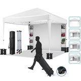 VECUKTY 10 x 10ft Pop up Canopy Tent with Sidewalls, Wheeled Bag, Shelter for Outdoor Shade, White