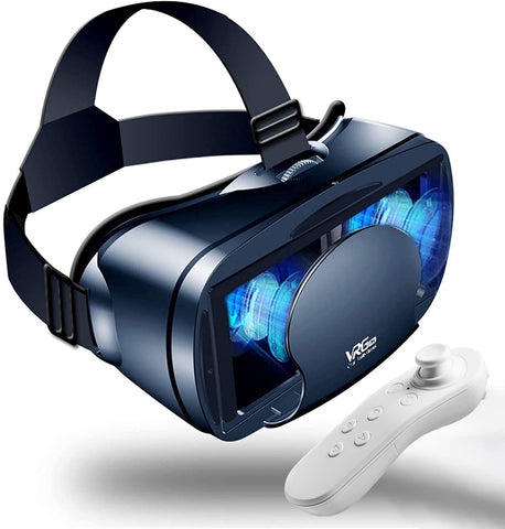 VR Headset for Phone with Controller,Adjustable 3D Glasses Compatible 5~7 inch,Anti-Blue Eyes Protected HD Lenses,for Mobile Games & Movies