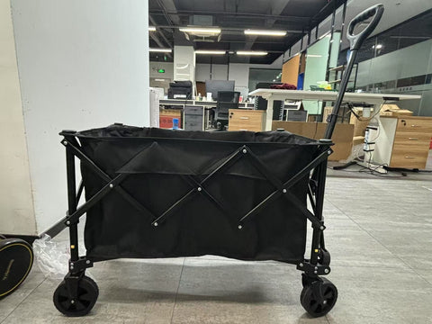 Vecukty Compact Wagon Cart, Gathered Collapsible Camping Cart,Portable Utility Grocery Wagon for Camping, Beach, Picnic, Shopping, Black