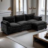 WISHEAD 112" L  Shape Sectional Couches for Living Room，Corduroy Sectional Sofas Couches with 2 Movable Ottoman，high-density sponge (Light gray)