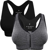WQD 2 Pack Yoga Sports Bras for Women High Impact Padded Wirefree Seamless Support for Yoga Running Training Gym Workouts