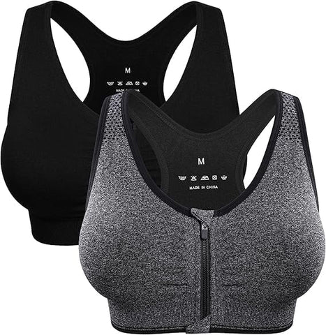WQD 2 Pack Yoga Sports Bras for Women High Impact Padded Wirefree Seamless Support for Yoga Running Training Gym Workouts