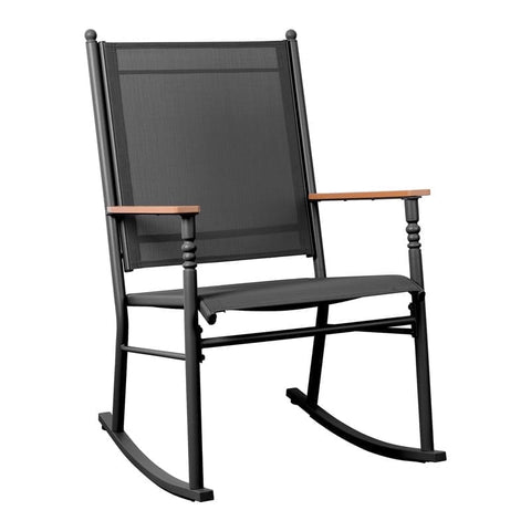 Walsunny Outdoor Metal Rocking Chairs Patio Seating Bistro Rocker for Porch Backyard Lawn Garden,Black