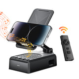 WeurGhy Portable Bluetooth Speaker Cell Phone Stand with Video Scrolling Remote, Wireless Rechargeable Foldable Induction Audio Amplifier with Microphone, Gifts for Men Women