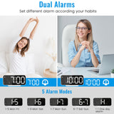 Digital Alarm Clock, Slim LED Mirror Desk Clocks for Bedrooms, Large Display with Diming Mode, Dual Alarms & USB Ports, 4 Levels Brightness, Modern Decoration for Home Living Room Decor, White