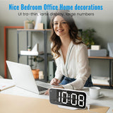 Digital Alarm Clock, Slim LED Mirror Desk Clocks for Bedrooms, Large Display with Diming Mode, Dual Alarms & USB Ports, 4 Levels Brightness, Modern Decoration for Home Living Room Decor, White