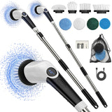 YKYI Electric Spin Scrubber with 8 Brush Heads 3-Speed Voice Broadcast Adjustable Long Handle