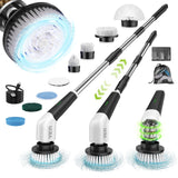 YKYI Electric Cleaning Brush 480RPM 2 Speed Cordless with 8 Replaceable Brush Adjustable Long Handle