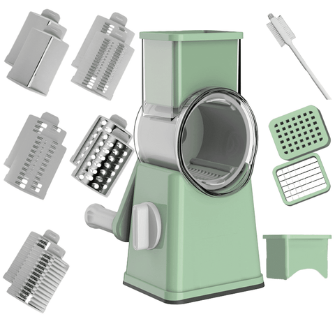 YUOFD Rotary Cheese Grater, Handheld Cheese Shredder with 6 Blades, Vegetable Slicing, Shredding and Dicing Tools