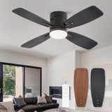 Zardon 42" Modern Ceiling Fan with Light and Remote Control – 6-Speed Quiet DC Motor, 3 Color Temperatures, LED for Bedroom, Living Room & Dining Room-Black