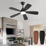 Zardon 42-inch Ceiling Fan with Light - Remote Control, 6-Speed, Black for Indoor Use