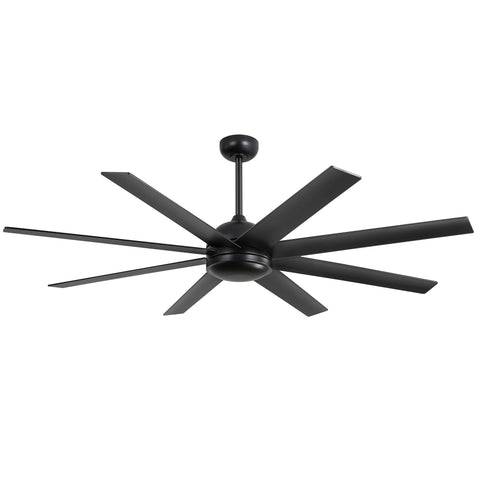 Zardon 65-inch Ceiling Fan with Remote Control, 6-Speed Settings, No Light, Indoor Use, Black