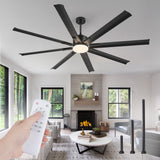 Zardon 72 inch Large Ceiling Fans with Lights and Remote, 6 Speed Reversible DC Motor, Dual Finish 8 Blades-Black