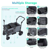 SACVON Baby Stroller Wagon for 2 Kids with Breathable Canopy,Parent Organizer,Removable Seat,2 Cup Holders,Gray