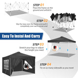 SANOPY 10'x10' EZ Pop Up Canopy with Top Vent, Large Commercial Tent, Waterproof and Sunproof with 4 Removable Sidewalls, Suitable for Weddings come with 4 Sandbags (Black)