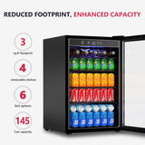 Simzlife 145 Can Beverage Refrigerator Cooler, 4.5 Cu.Ft Drink Fridge for Soda Wine Beer, Adjustable Temperature Control for Home Office, Silver