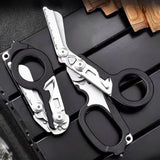 Trauma Shears, Stainless Steel Pocket Scissors Glass Breaker Emergency Response Trauma Scissors,Outdoor Camping Tools Multi-function Shears with 1piece Hook and Loop (Carbon Black)