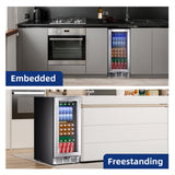 Simzlife Beverage Refrigerator Cooler-127 Cans Freestanding Mini Fridge Cooler with Glass Door, Adjustable Shelves & Digital Temperature Display for Soda, Wine or Beer (silver, 3.2 Cu.Ft)