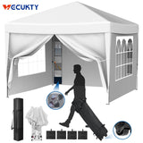 VECUKTY 10 x 10ft Pop up Canopy Tent with Sidewalls, Wheeled Bag, Shelter for Outdoor Shade, White